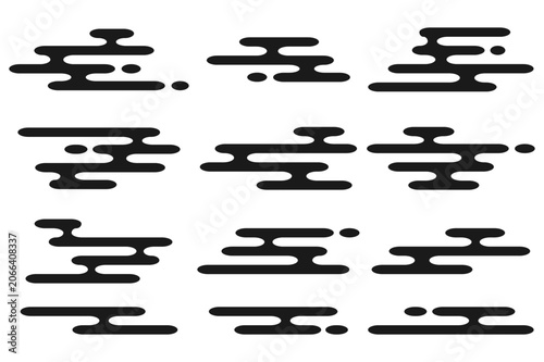 Japanese Cloud Design Elements A Collection Of Black Vector Shapes On A White Background motif cumulus atmospheric