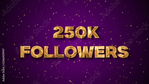 250 K Followers Gold Text On Purple Starry Background