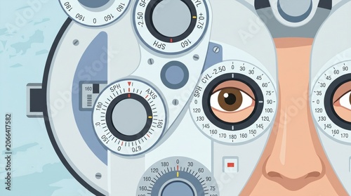 Professional Optometrist Conducting a Comprehensive Eye Exam on a Patient in a Modern Vision Care Clinic