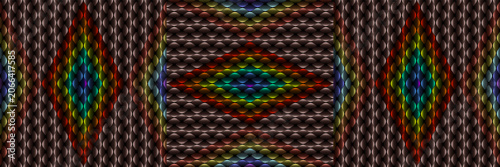 Ethnic Rainbow Embroidery Scale Seamless Vector Pattern