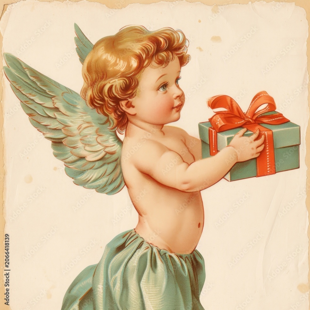 Naklejka premium Angel paper gift baby.