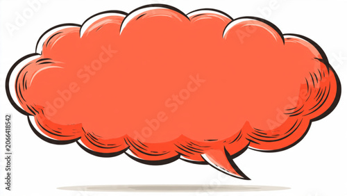 Colorful cartoon red cloud speech bubble for conversation or speech concept