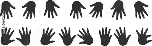 Photos Collection of Black Silhouette Hands in Various Poses on White Background open h