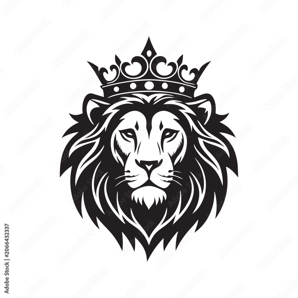 Fototapeta premium “Crowned Lion Head Silhouette Emblem”