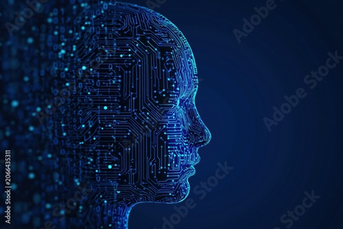 Ai profile with digital circuit board representing artificial intelligence future