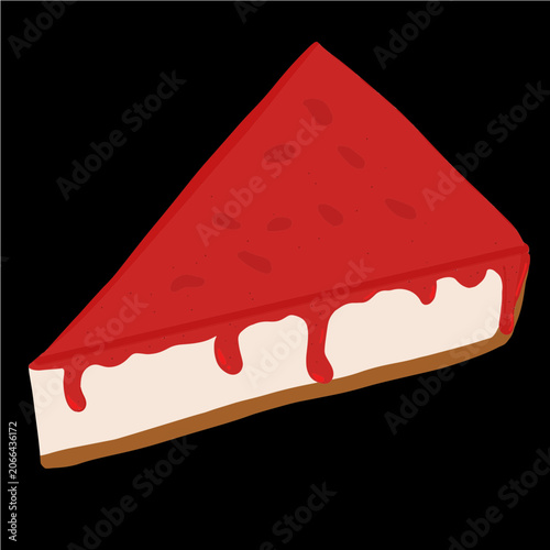 Slice of strawberry cheesecake ilustration