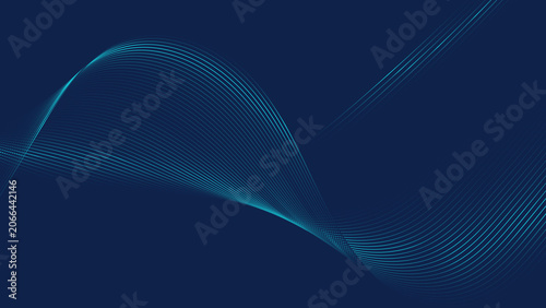 Futuristic Glowing Wave Curve on Dark Blue Background