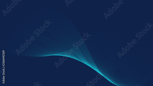 Futuristic Glowing Wave Curve on Dark Blue Background