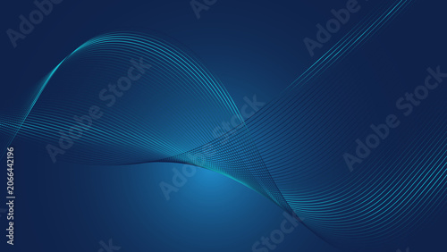 Futuristic Glowing Wave Curve on Dark Blue Background