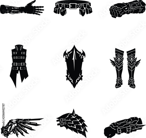 Cosplay Costume Silhouette Bundle Set Featuring Epic Fantasy Costumes