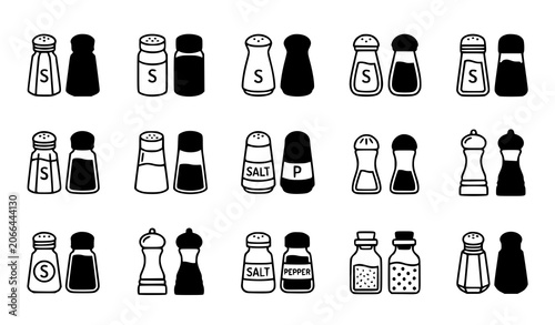 Foto Salt and Pepper Shaker Icon Vector Set