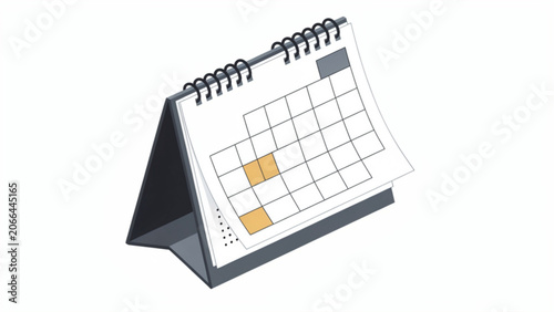 Desk Calendar with Marked Dates and Loose Pages on White Background for Planning