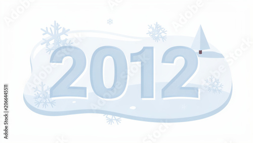 Winter New Year Celebration 2012 Snowy Landscape with Snowflakes and ice Effects