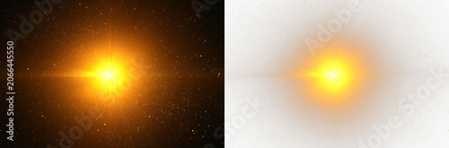 Fotografie Golden light streak with radiant horizontal shine overlay PNG
