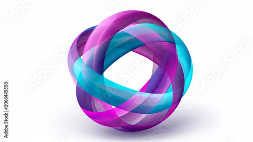 Colorful abstract geometric shape with smooth curves in vibrant shades of purple pink and blue for modern design
