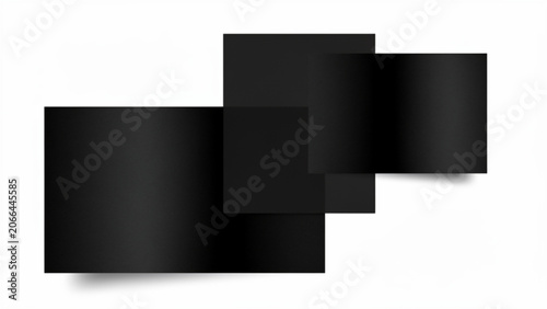 abstract black geometric shapes overlapping on a white background minimalist modern art design