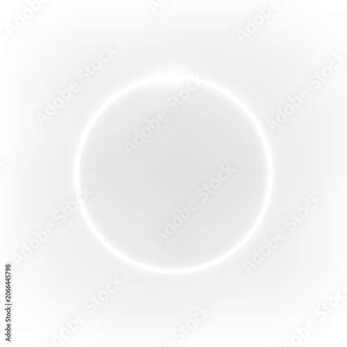Foto Bright white neon glow ring with circular frame isolated transparent PNG