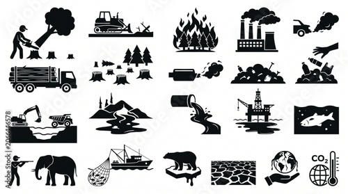 Environmental Conservation Awareness Silhouettes Featuring Pollution and Habitat Loss