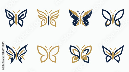Butterfly Logos With Gold Accents.