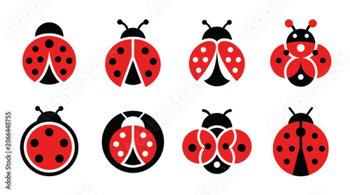 Collection of ladybugs in various poses.
