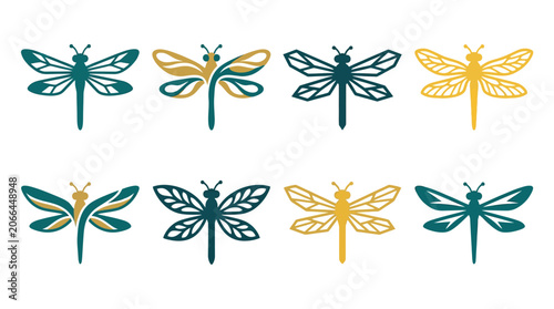 Dragonflies in various colors flying insects.