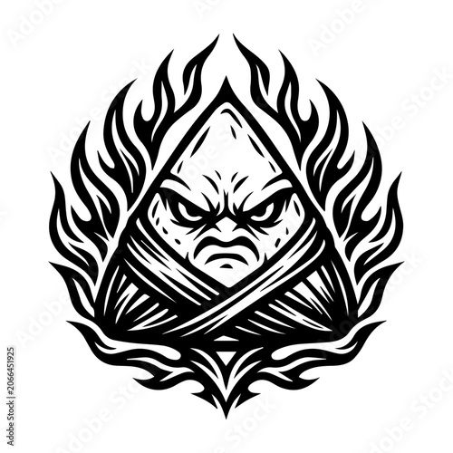 Angry Flaming Zongzi Mascot Logo