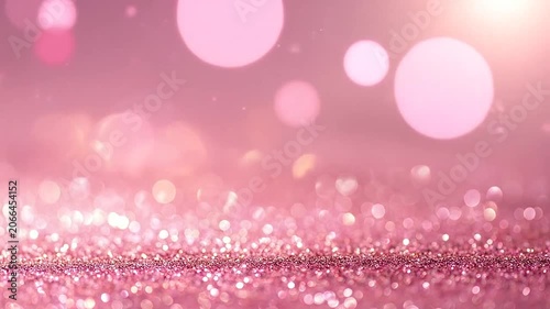 Elegant pink glitter background with soft bokeh lights and shimmering particles