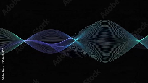 Abstract digital sound wave with colorful glowing lines on a black background