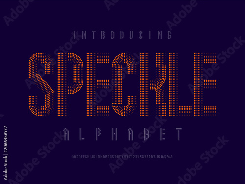 Dotted alphabet design with uppercase, numbers and symbols