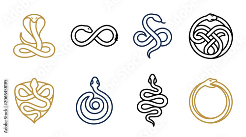 Photos Collection of snake line art designs.