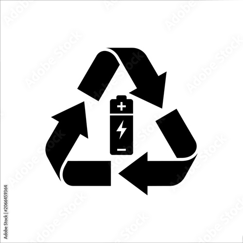 Battery recycling icon for sustainable energy and environment