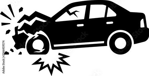 Car crash line icon for auto insurance or accident report