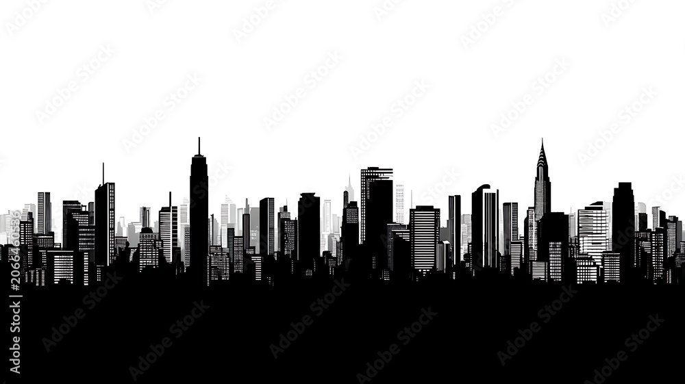 Obraz premium City skyline silhouette with detailed windows vector illustration