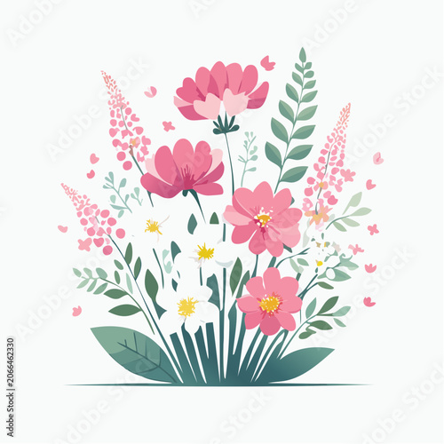 Pink and White Flowers Illustration