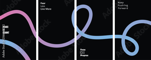 Billede på lærred Abstract gradient line art with inspirational quotes on motivation and progress