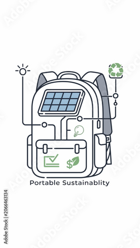 Eco friendly backpack with solar panel.