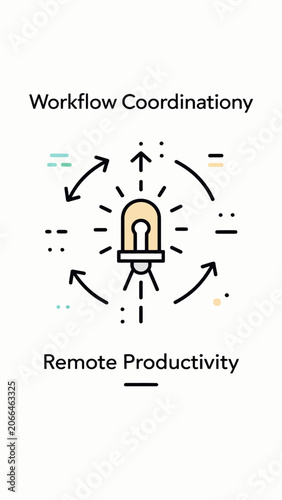 Remote workflow coordination and productivity concept.