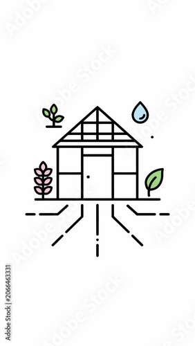 Sustainable eco friendly house with green plants.