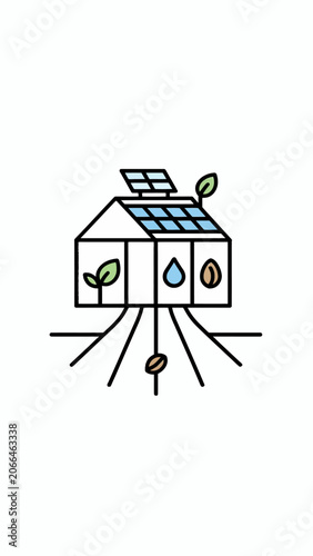 Eco friendly house with solar panel.