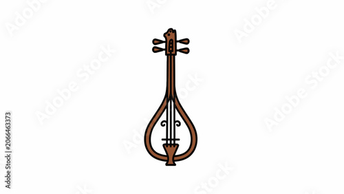 Traditional stringed musical instrument illustration.