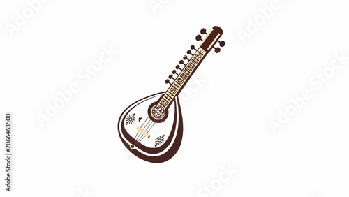 Traditional Indian stringed musical instrument illustration.