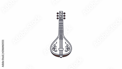 Mandolin musical instrument with intricate design.