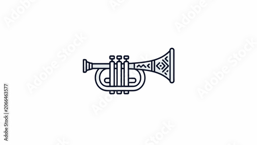 a black line drawing of a trumpet.