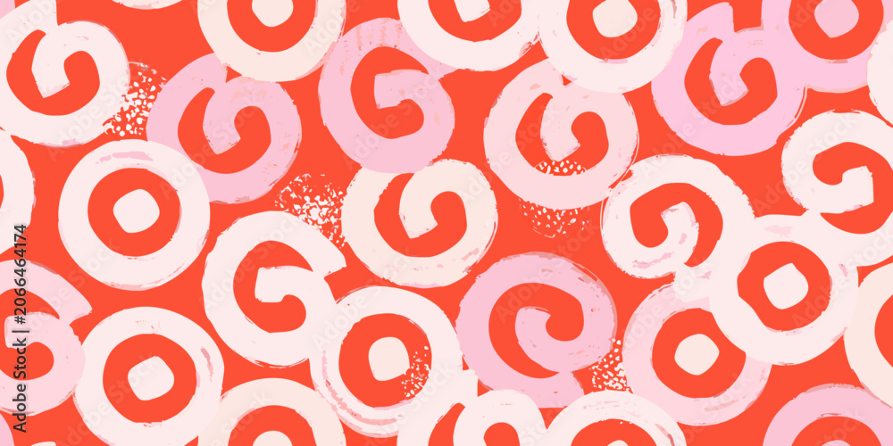 Fototapeta premium Swirl pattern with thick lines coral and white color scheme