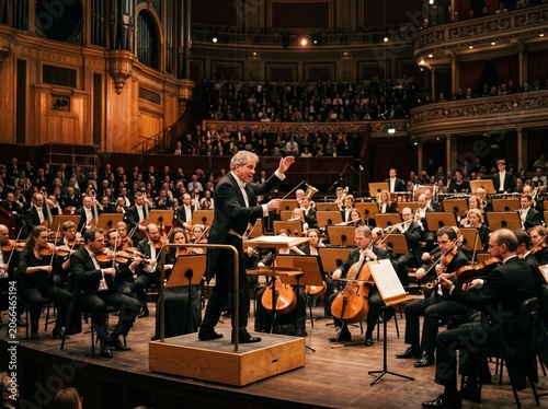Symphony Orchestra Conductor Concert Hall Stage  
