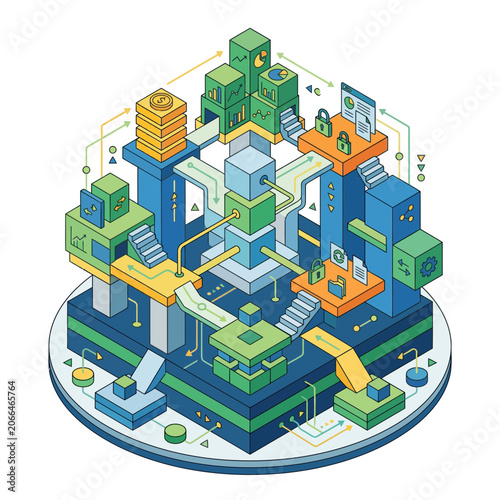 Abstract Data Center Isometric Illustration