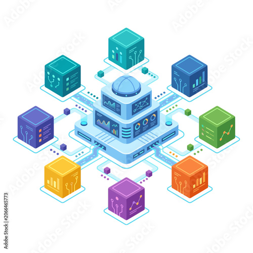 Abstract Data Center Network with Colorful Cubes