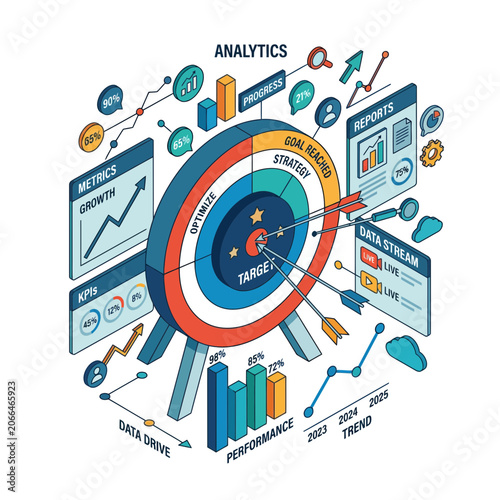 Business Analytics Target Concept - Strategy, Growth, Data
