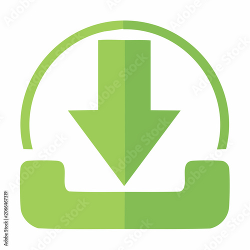 Green download icon with arrow and box