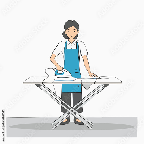 Woman ironing clothes on an ironing board